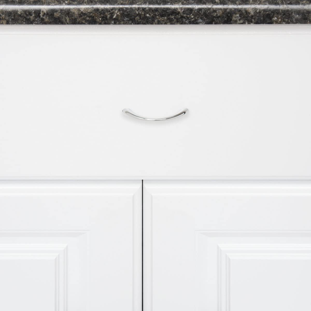 AmazonBasics Tapered Bow Cabinet Handle 3in Length 2.52in Hole Center Polished Chrome 10Pack