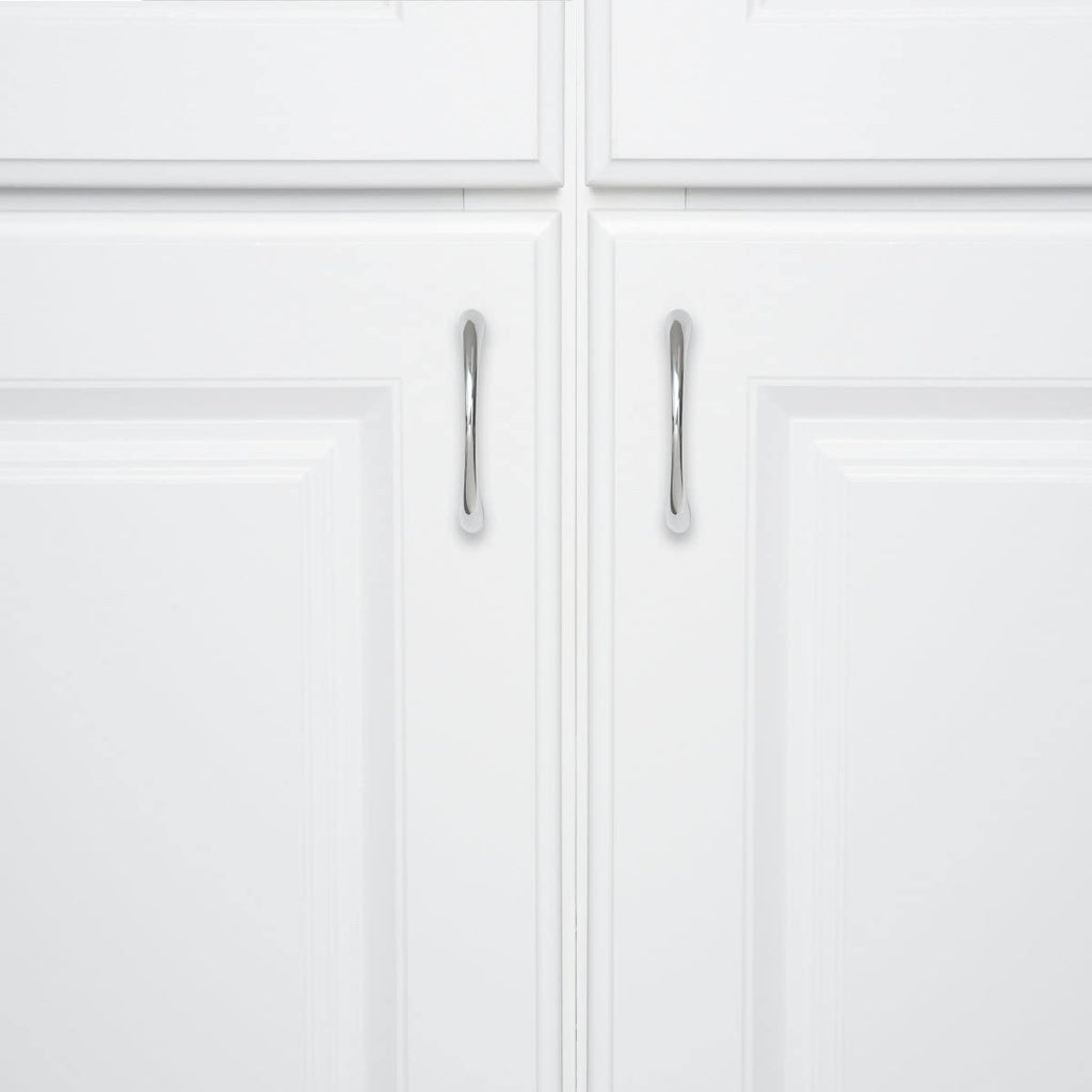 AmazonBasics Tapered Bow Cabinet Handle 3in Length 2.52in Hole Center Polished Chrome 10Pack