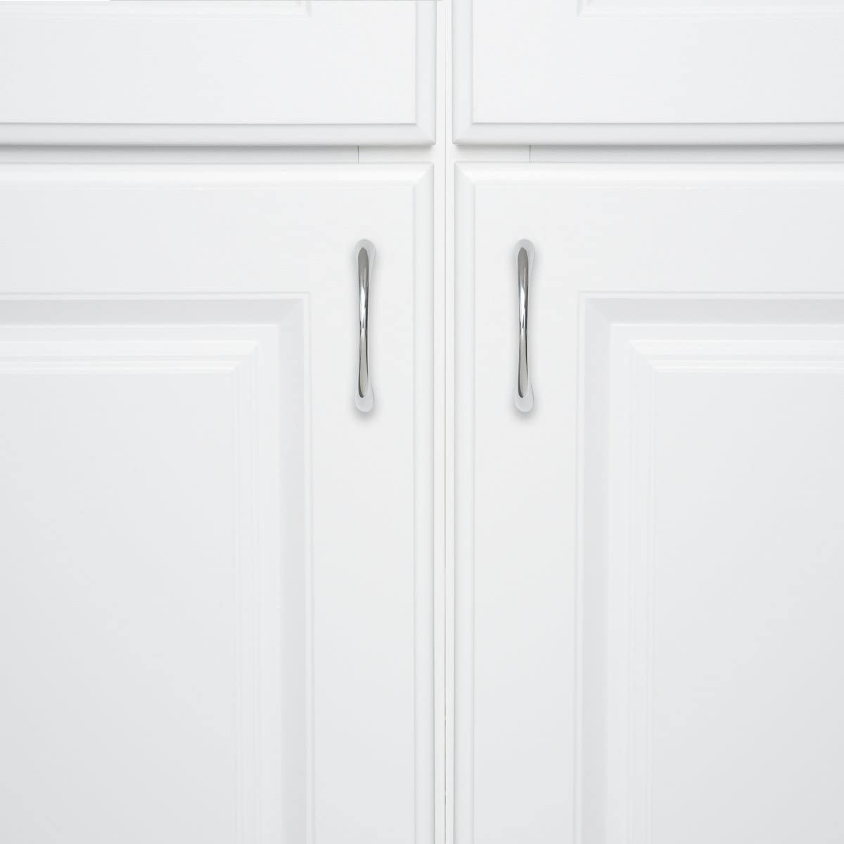 AmazonBasics Tapered Bow Cabinet Handle 3in Length 2.52in Hole Center Polished Chrome 10Pack