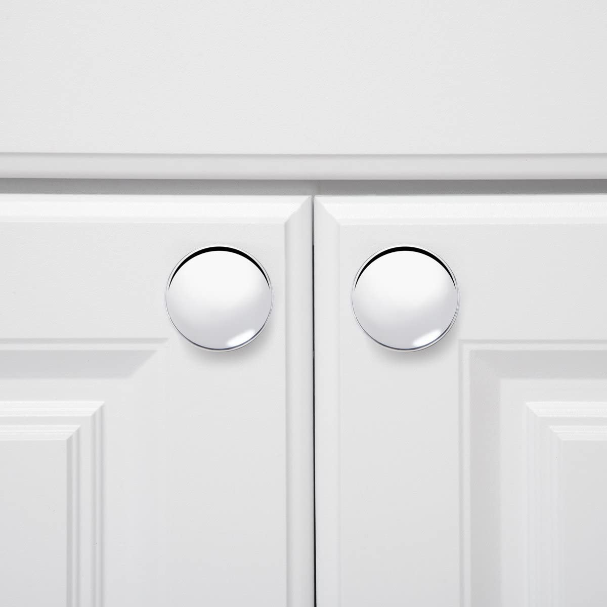 AmazonBasics Round Cabinet Knob 1.57in Diameter Polished Chrome 10Pack