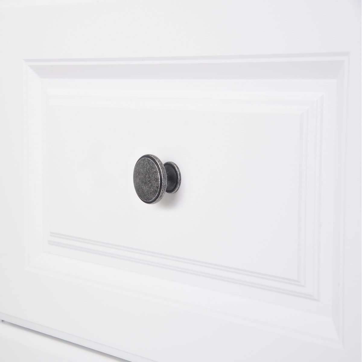 AmazonBasics Modern Wide Top Ring Cabinet Knob 1.52in Diameter Antique Silver 10Pack
