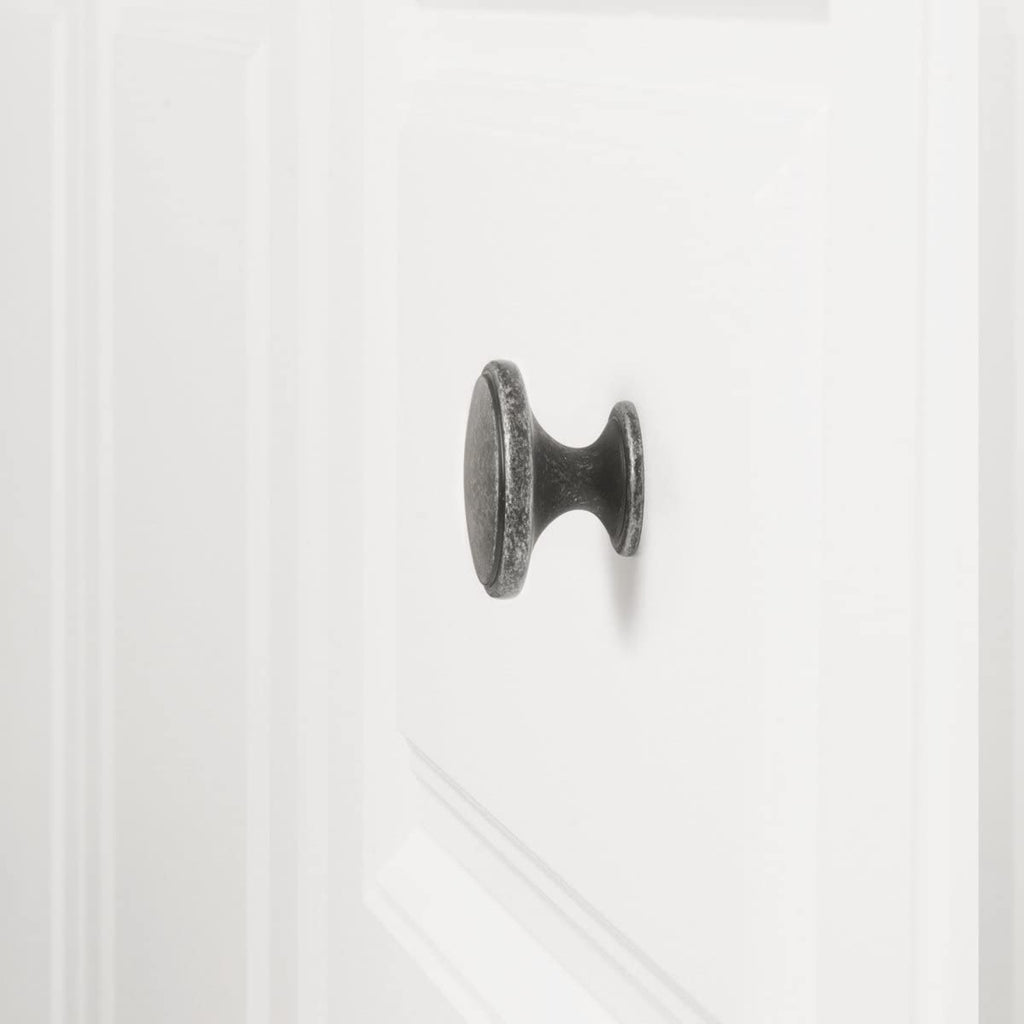 AmazonBasics Modern Wide Top Ring Cabinet Knob 1.52in Diameter Antique Silver 10Pack