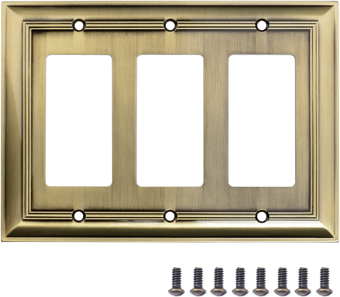 AmazonBasics Triple Gang Wall Plate Antique Brass 1 Pack Main image