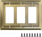 AmazonBasics Triple Gang Wall Plate Antique Brass 1 Pack