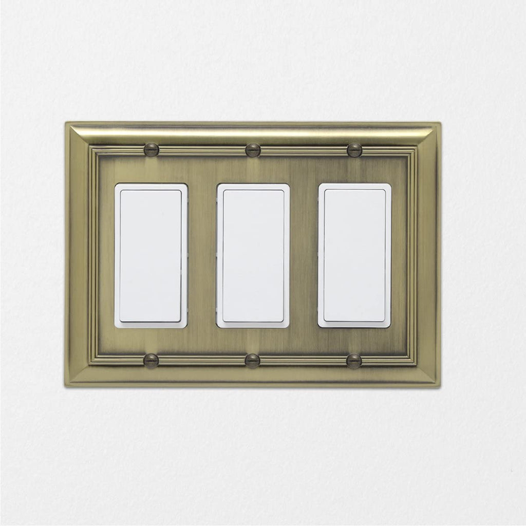 AmazonBasics Triple Gang Wall Plate Antique Brass 1 Pack
