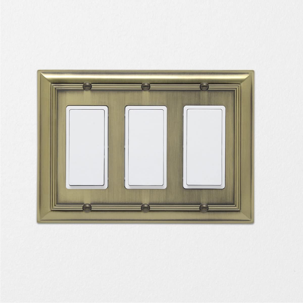 AmazonBasics Triple Gang Wall Plate Antique Brass 1 Pack