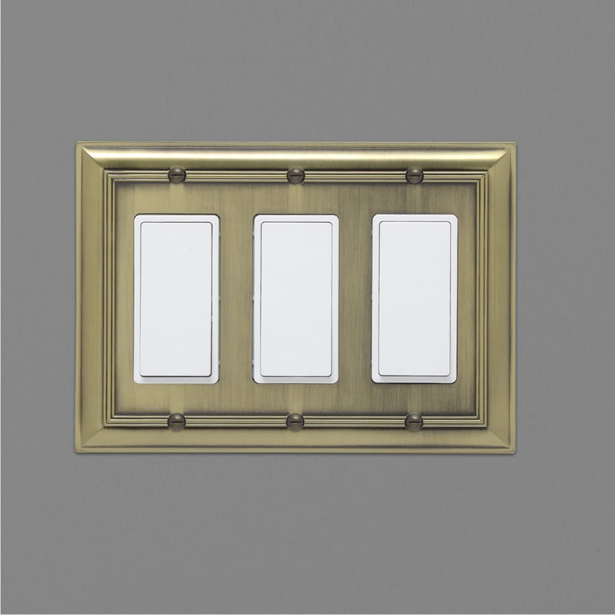 AmazonBasics Triple Gang Wall Plate Antique Brass 1 Pack Secondary image