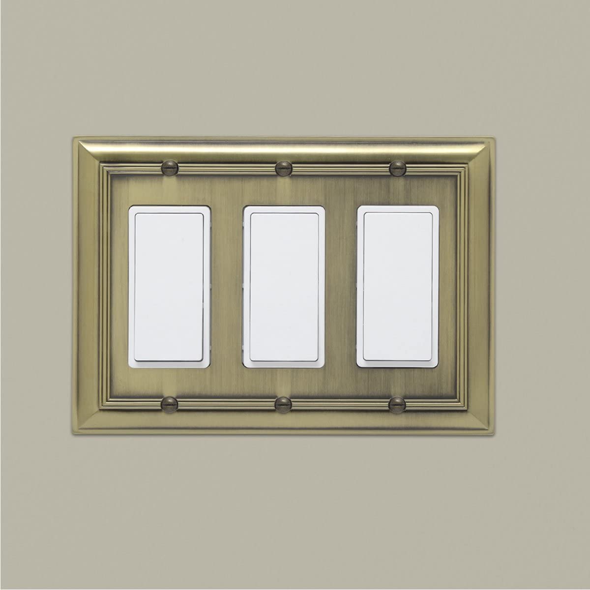 AmazonBasics Triple Gang Wall Plate Antique Brass 1 Pack