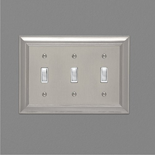 Amazon Basics Triple Toggle Light Switch Wall Plate Satin Nickel 1Pack Secondary image