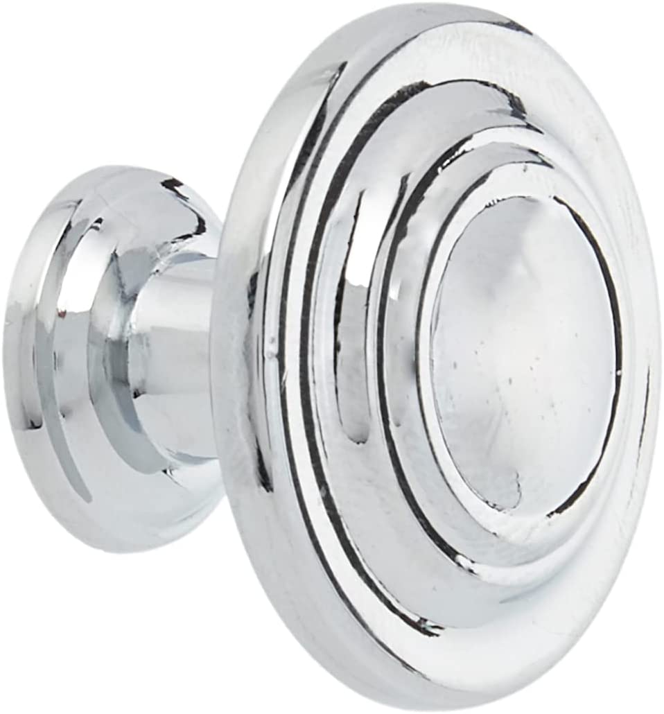 AmazonBasics Traditional Top Ring Cabinet Knob 1.25inch Diameter Polished Chrome 50Pack