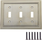 AmazonBasics Triple Toggle Wall Plate Antique Brass 1Pack
