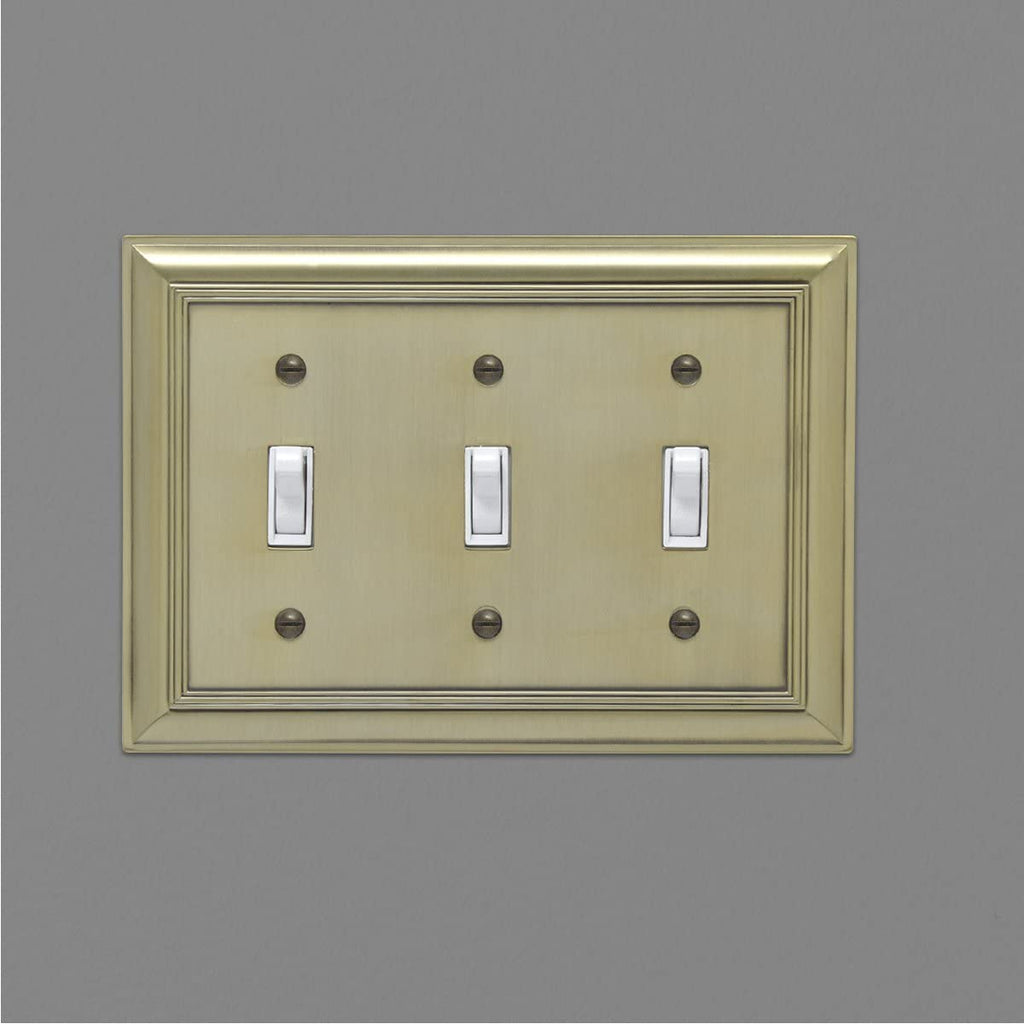 AmazonBasics Triple Toggle Wall Plate Antique Brass 1Pack