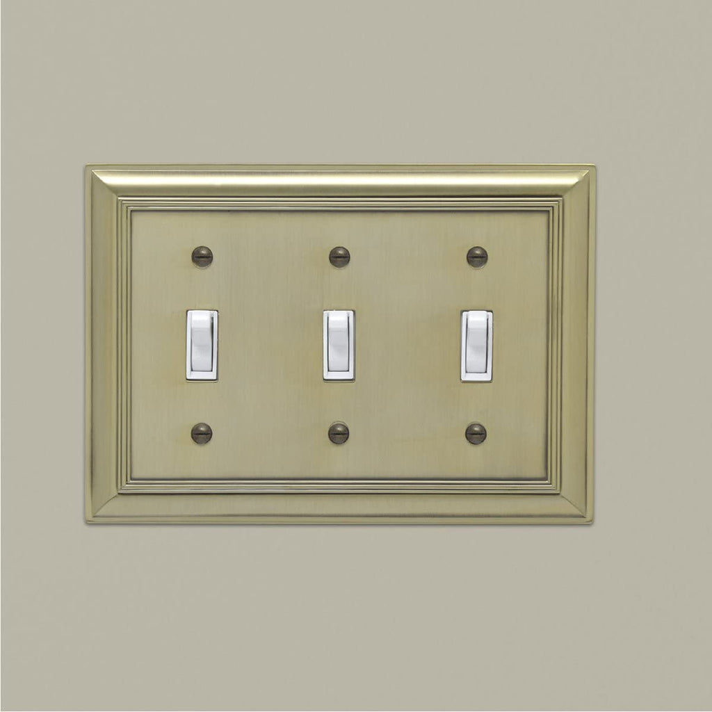 AmazonBasics Triple Toggle Wall Plate Antique Brass 1Pack