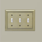 AmazonBasics Triple Toggle Wall Plate Antique Brass 1Pack