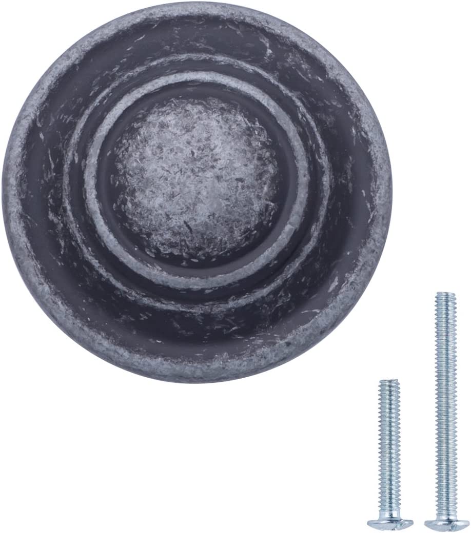 AmazonBasics Traditional Top Ring Cabinet Knob 1.25in Diameter Antique Silver 10Pack Main image