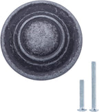 AmazonBasics Traditional Top Ring Cabinet Knob 1.25in Diameter Antique Silver 10Pack