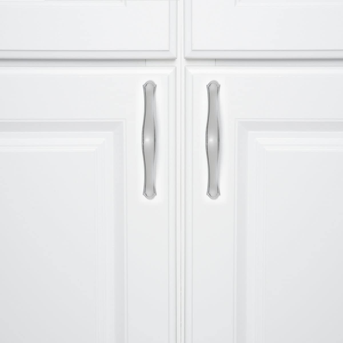 AmazonBasics Traditional Craftsman Cabinet Handle 5.13in Length 3in Hole Center Polished Chrome 10Pack