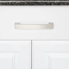 AmazonBasics Short Modern Cabinet Handle Drawer Pull 7.68in Length 6.3in Hole Center Satin Nickel 10Pack