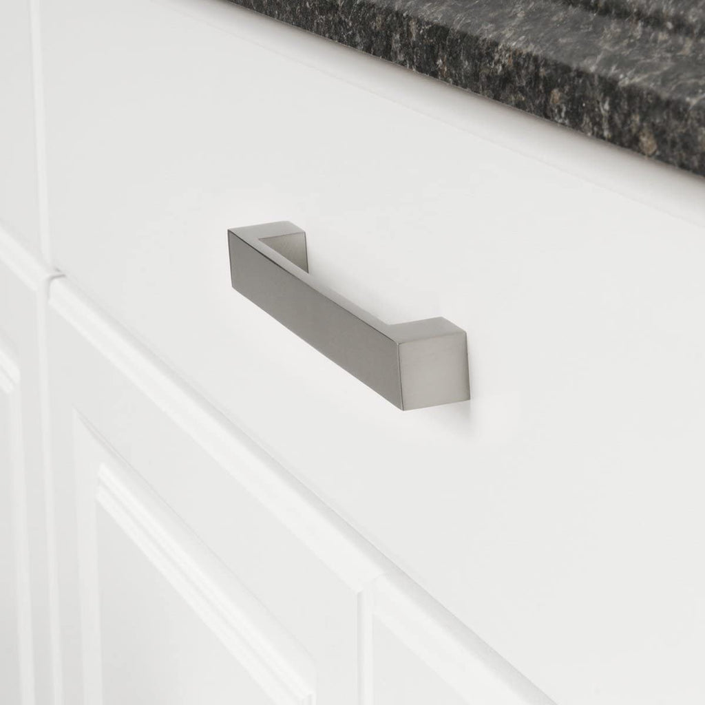 AmazonBasics Short Modern Cabinet Handle Drawer Pull 7.68in Length 6.3in Hole Center Satin Nickel 10Pack