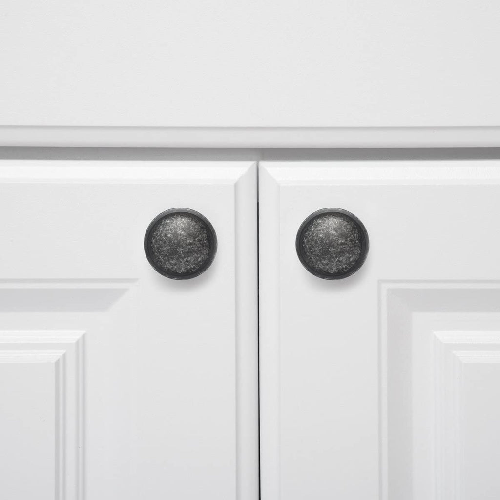 AmazonBasics Mushroom Cabinet Knob 1.19in Diameter Antique Silver 10Pack