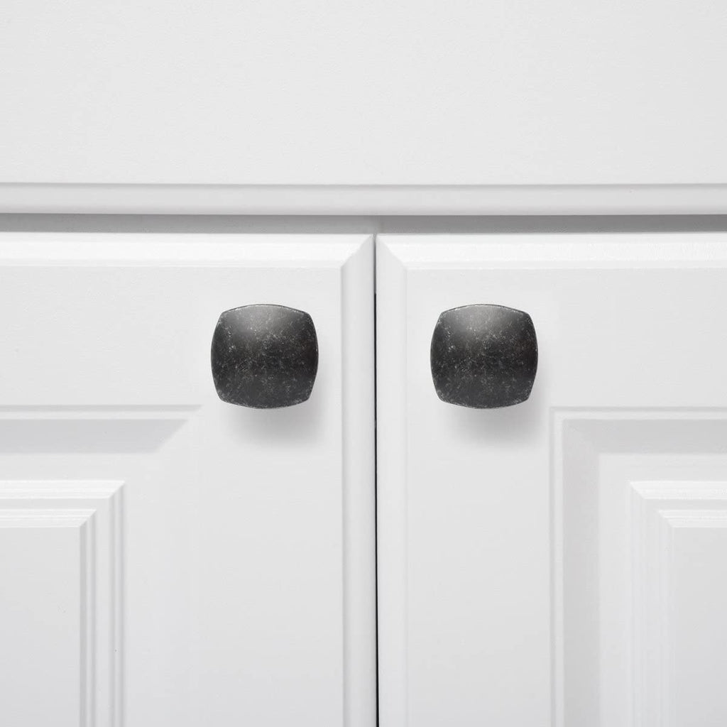 AmazonBasics Rounded Square Cabinet Knob 1.26in Diameter Antique Silver 10Pack