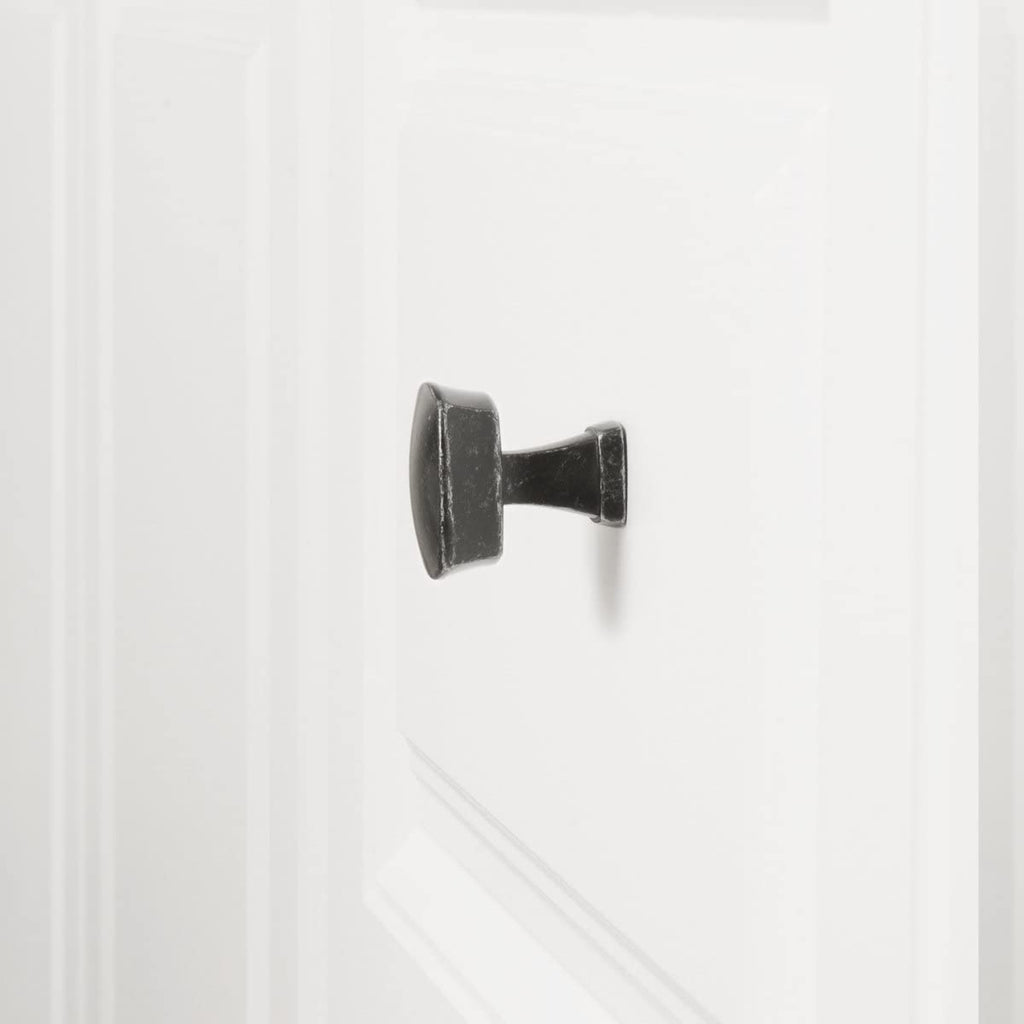 AmazonBasics Rounded Square Cabinet Knob 1.26in Diameter Antique Silver 10Pack