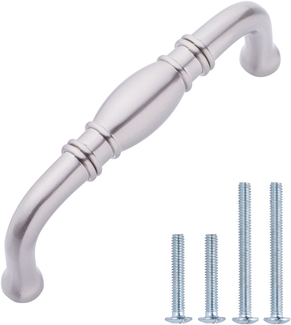 AmazonBasics Traditional Cabinet Handle 3.71 Length 3 Hole Center Satin Nickel 10-Pack Secondary image