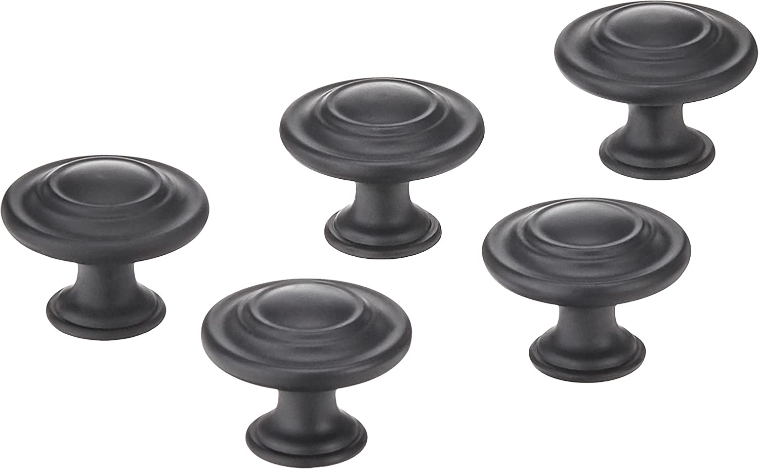 Amazon Basics Traditional Top Ring Cabinet Knob 1.25-inch Diameter Flat Black 25-Pack Main image
