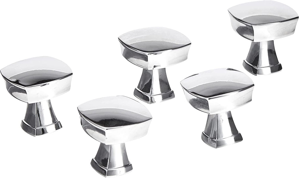 AmazonBasics Rounded Square Cabinet Knob 1.26 Diameter Polished Chrome 25-Pack