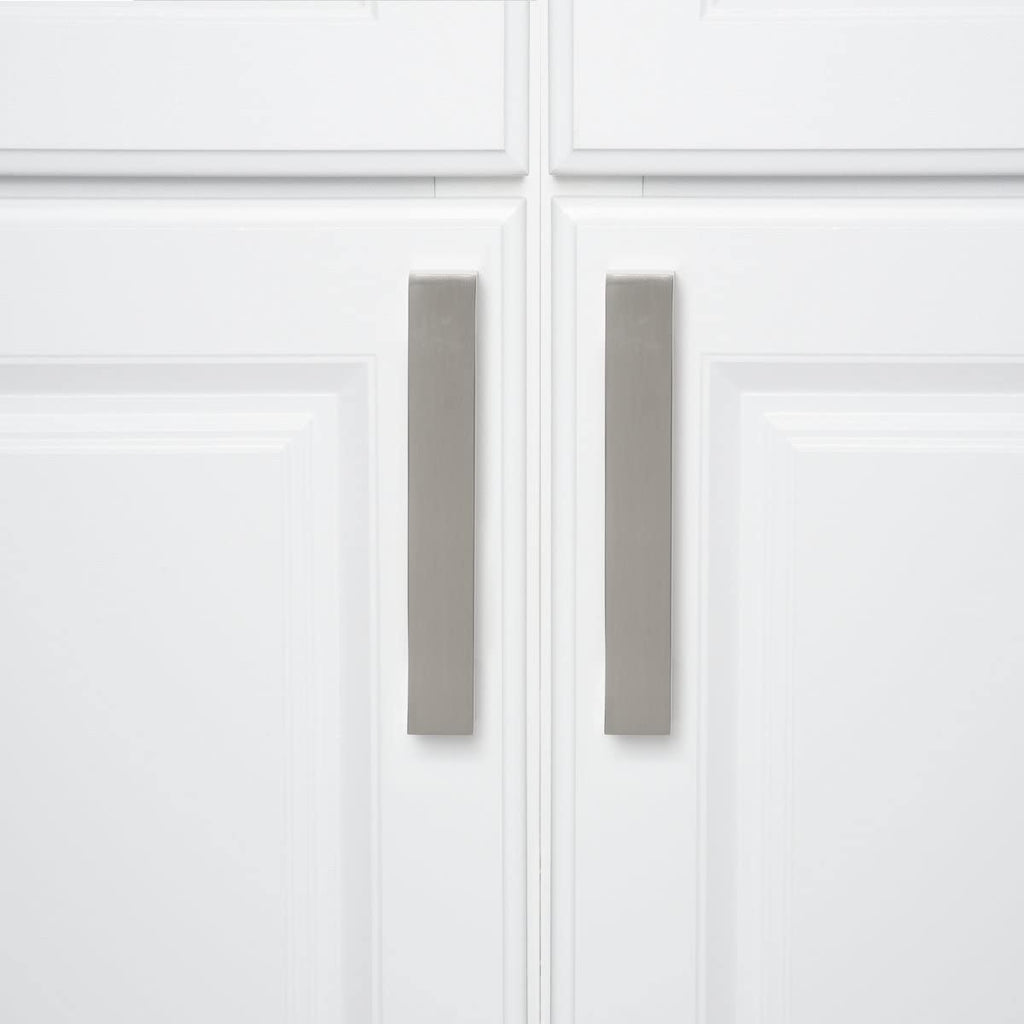 AmazonBasics Short Modern Cabinet Handle, 6.38 Length 5 Hole Center Satin Nickel 10-Pack