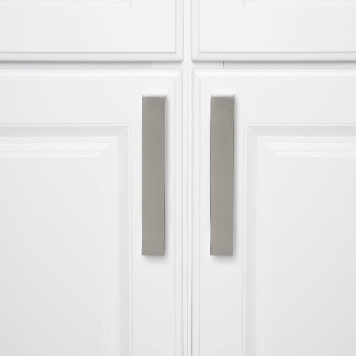 AmazonBasics Short Modern Cabinet Handle, 6.38 Length 5 Hole Center Satin Nickel 10-Pack