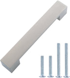 AmazonBasics Short Modern Cabinet Handle, 6.38 Length 5 Hole Center Satin Nickel 10-Pack