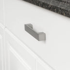 AmazonBasics Short Modern Cabinet Handle, 6.38 Length 5 Hole Center Satin Nickel 10-Pack