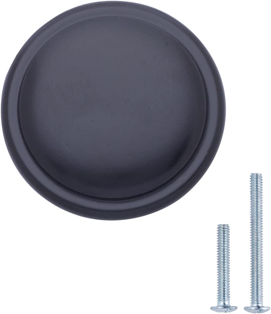 AmazonBasics Button Mushroom Cabinet Knob 1.25in Diameter Flat Black 10Pack Main image