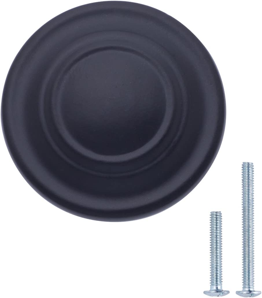 AmazonBasics Cabinet Knobs Traditional Top Rings Cabinet Knob Flat Black 1.25 inches Diameter Pack of 10 Main image