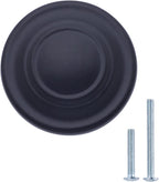 AmazonBasics Cabinet Knobs Traditional Top Rings Cabinet Knob Flat Black 1.25 inches Diameter Pack of 10