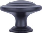 AmazonBasics Cabinet Knobs Traditional Top Rings Cabinet Knob Flat Black 1.25 inches Diameter Pack of 10