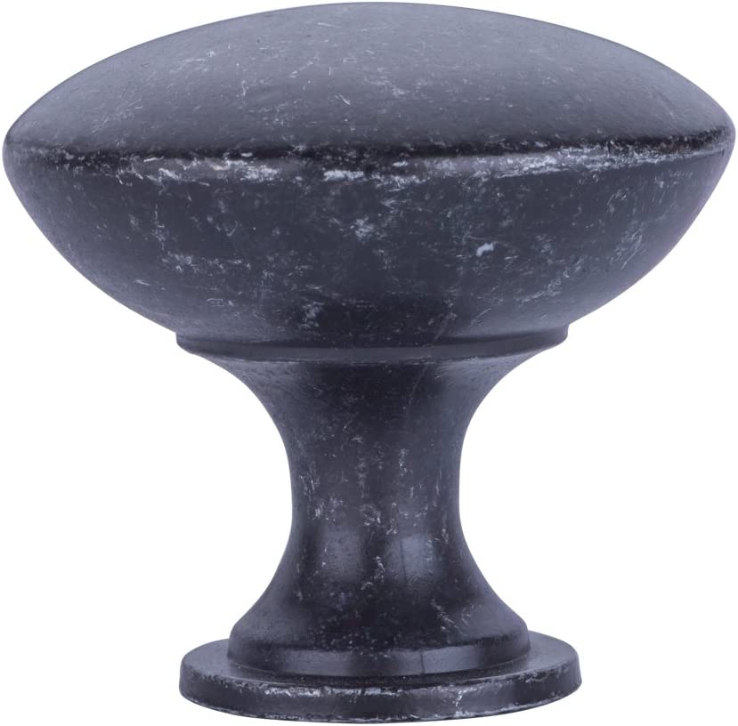 AmazonBasics Round Cabinet Knob 1.57in Diameter Antique Silver 10 Pack