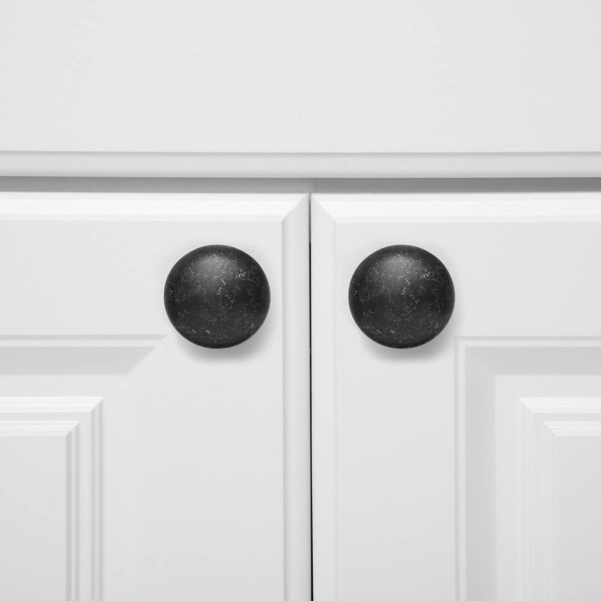 AmazonBasics Round Cabinet Knob 1.57in Diameter Antique Silver 10 Pack
