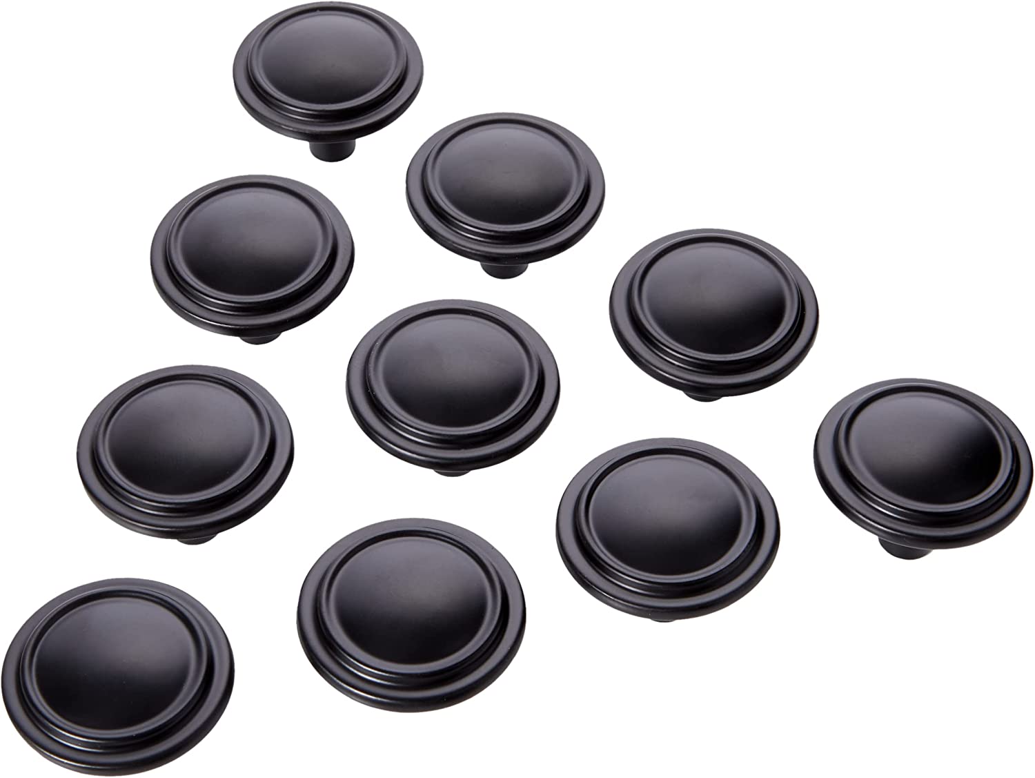 AmazonBasics Straight Top Ring Cabinet Knob 1.25IN Diameter Flat Black 10Pack Main image