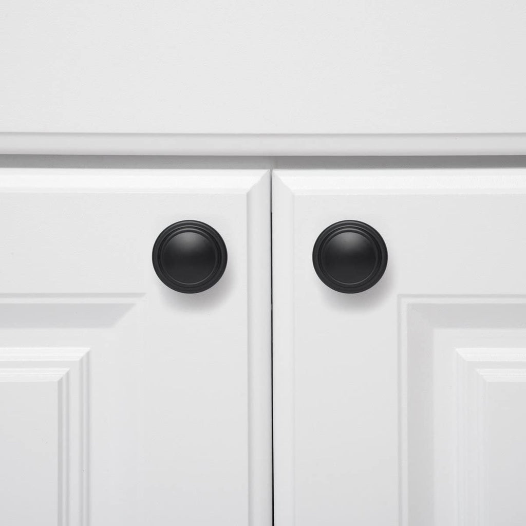 AmazonBasics Straight Top Ring Cabinet Knob 1.25IN Diameter Flat Black 10Pack
