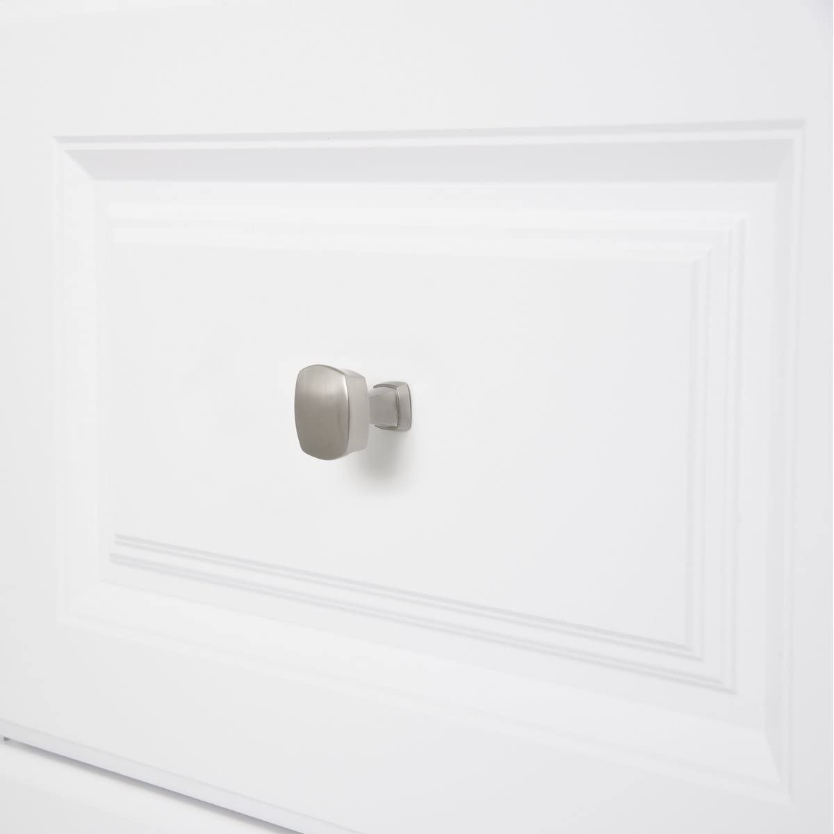 AmazonBasics Rounded Square Cabinet Knob 1.26IN Diameter Satin Nickel 10Pack