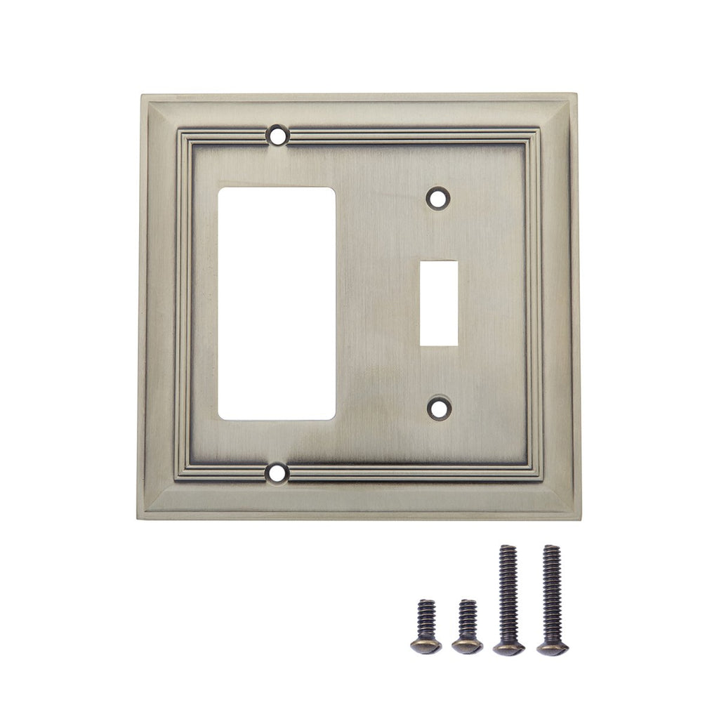 AmazonBasics Toggle and Gang Wall Plate Antique Brass 2Pack