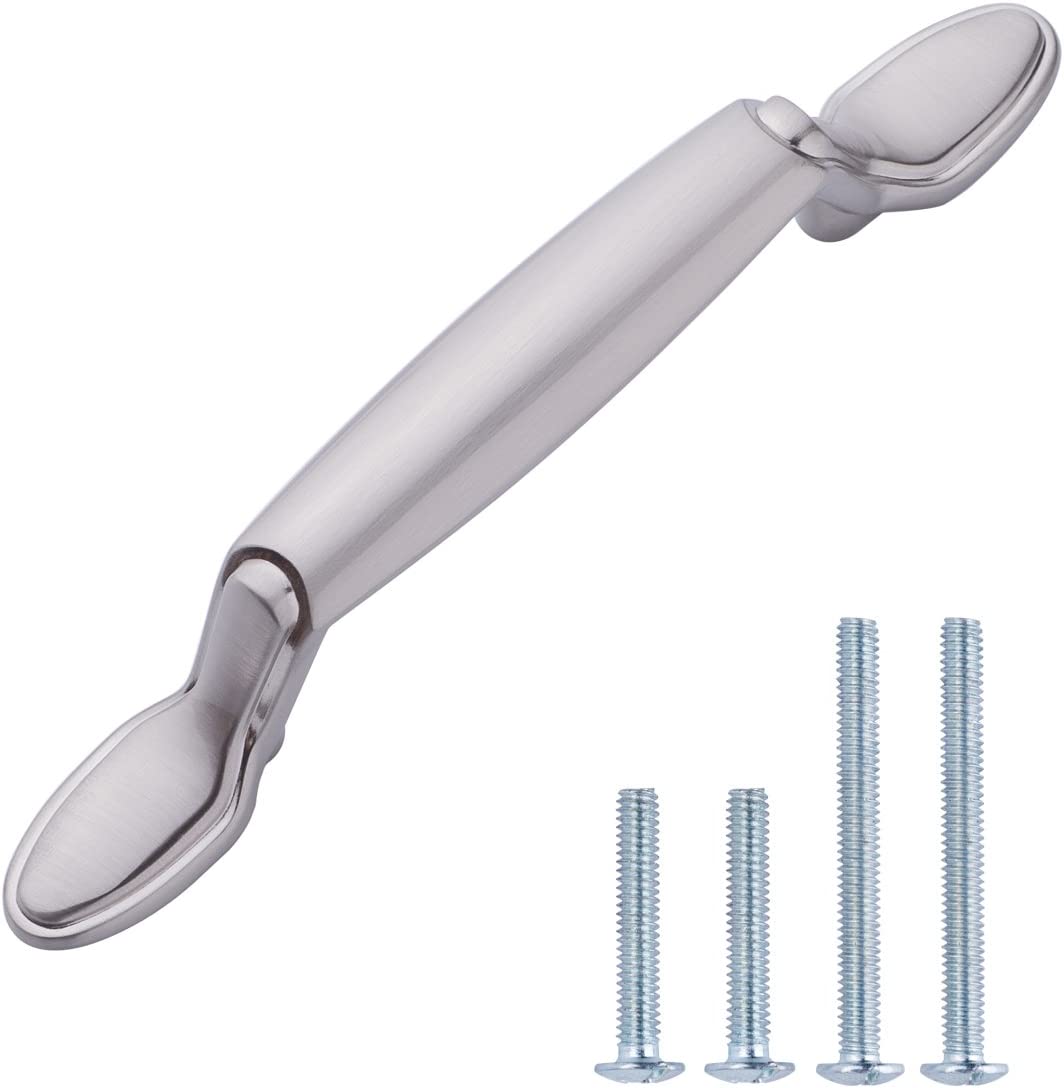 AmazonBasics Spoon Foot Cabinet Handle 5.12in Length 3in Hole Center Satin Nickel 10Pack Main image