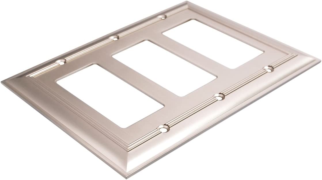 AmazonBasics Triple Gang Wall Plate Satin Nickel 1Pack Main image
