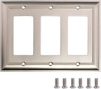 AmazonBasics Triple Gang Wall Plate Satin Nickel 1Pack