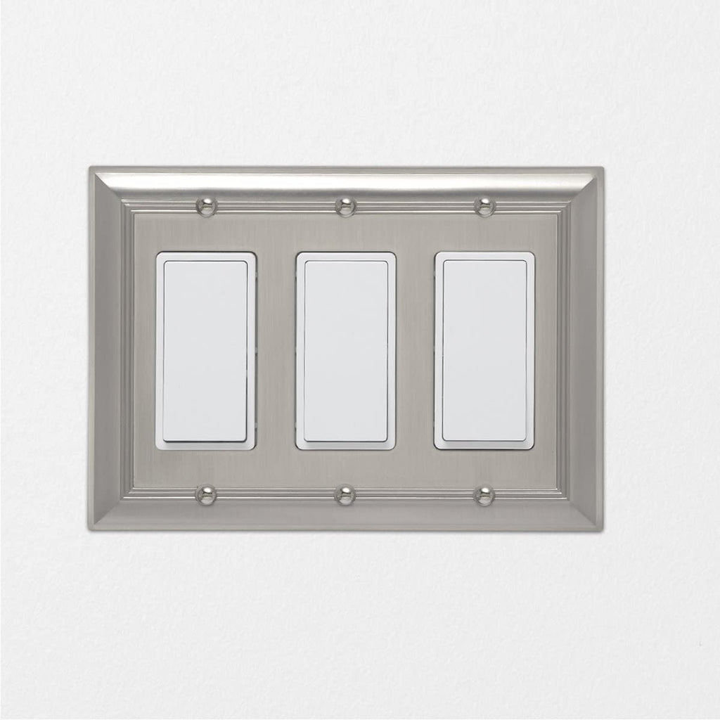 AmazonBasics Triple Gang Wall Plate Satin Nickel 1Pack
