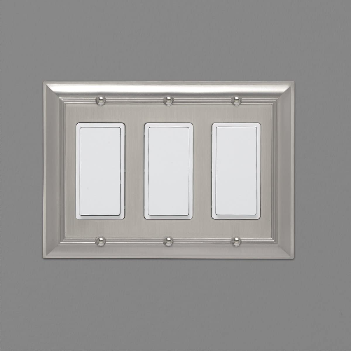 AmazonBasics Triple Gang Wall Plate Satin Nickel 1Pack Secondary image