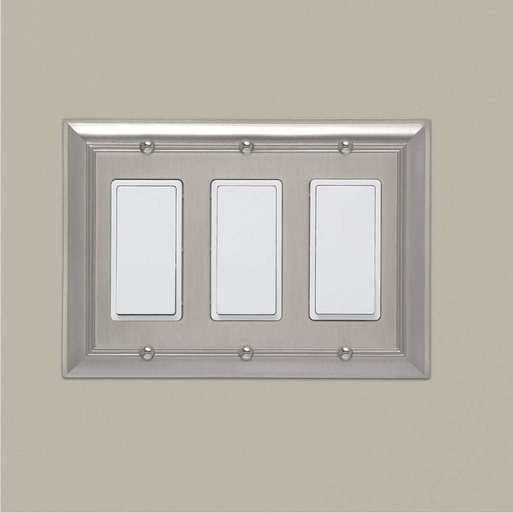 AmazonBasics Triple Gang Wall Plate Satin Nickel 1Pack
