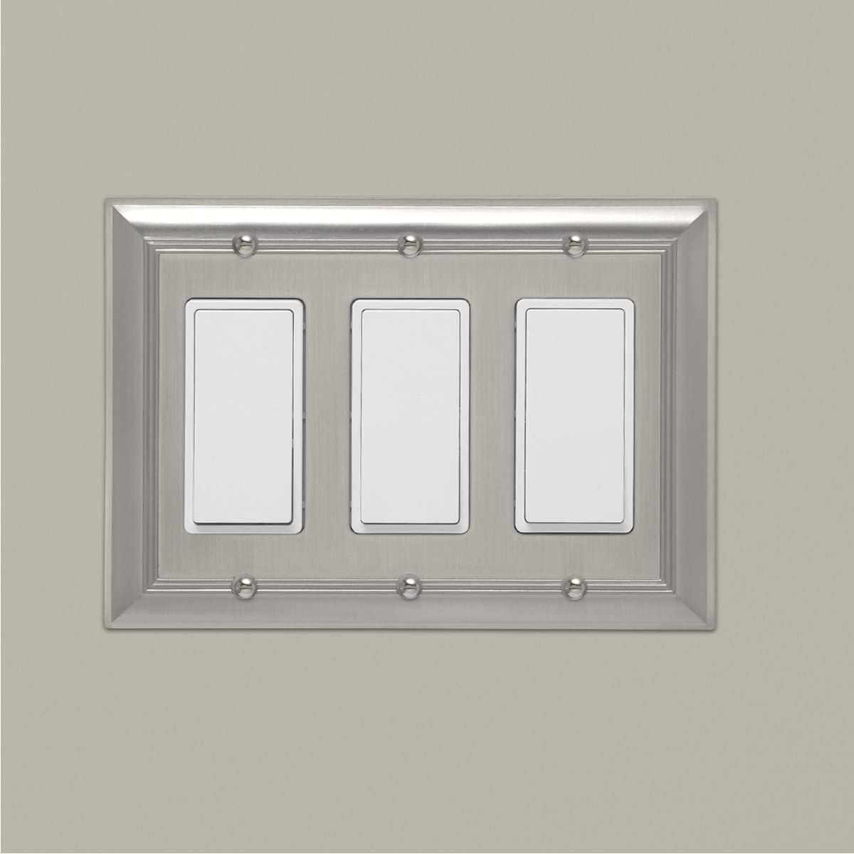 AmazonBasics Triple Gang Wall Plate Satin Nickel 1Pack